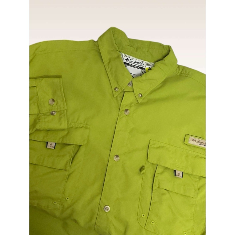 Columbia Men's XL PFG Vented Fishing Shirt Green Omni-Shade Fishing WORN ONCE